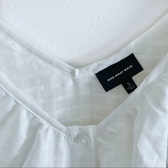 Who What Wear - White Flounce Button up Blouse - Picture 2 of 5